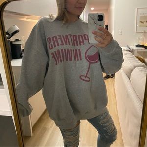 PARTNERS IN WINE over side graphic crew neck